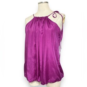 GRAHAM & SPENCER 100% Silk Bubble Hem Adjustable Halter Camisole